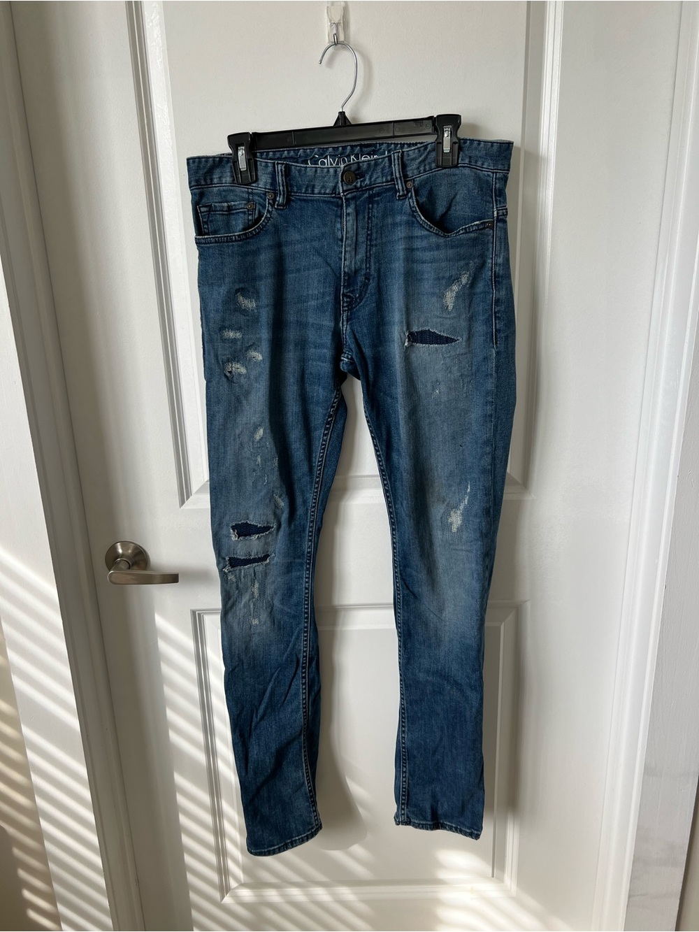 Calvin Klein Jeans Slim Distressed Blue Denim